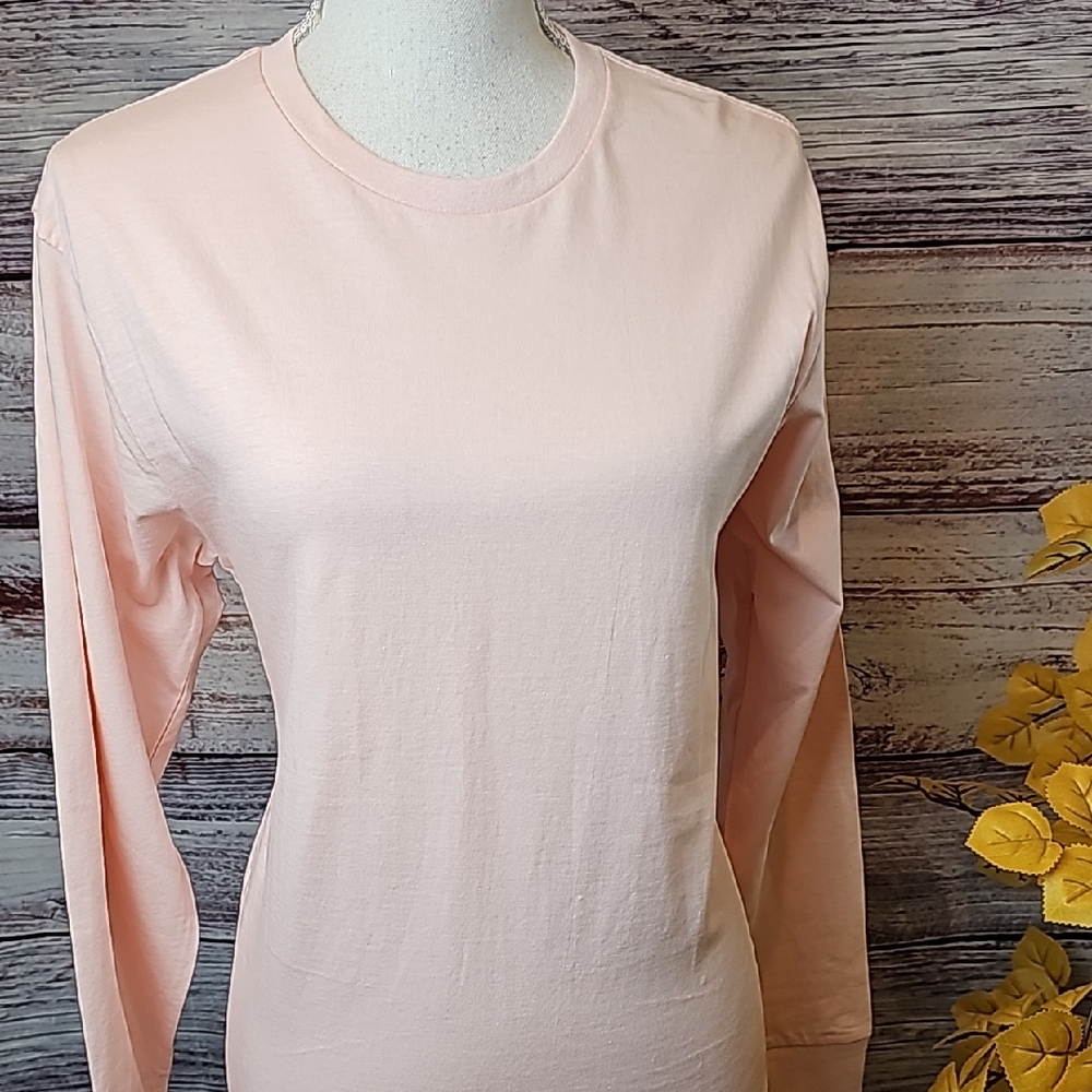 NEW LANE SEVEN SOFT PINK LONG SLEEVE PULLOVER TEE